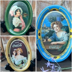 VINTAGE Mini Coca Cola Advertising metal trays (set 3)
